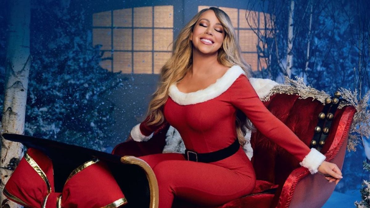 Mariah Carey en tenue de Noël pour la promotion de son célèbre tube « All I Want For Christmas »