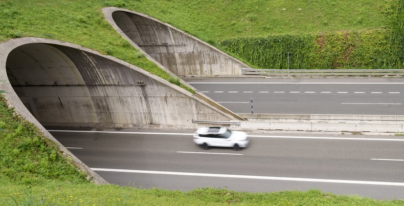 Une voiture sort d'un tunnel