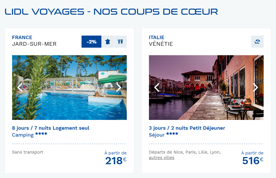 Le site Lidl Voyages