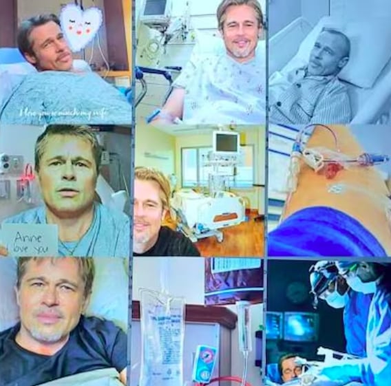 Captures d'écran montrant des montages de Brad Pitt à l'hôpital