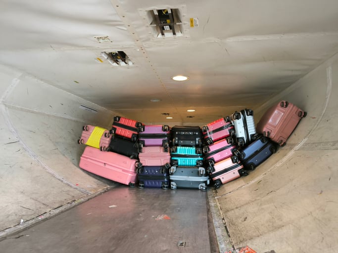 Des valises dans la soute d'un avion