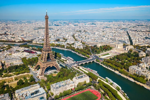 Vue aérienne de la tour Eiffel, Paris