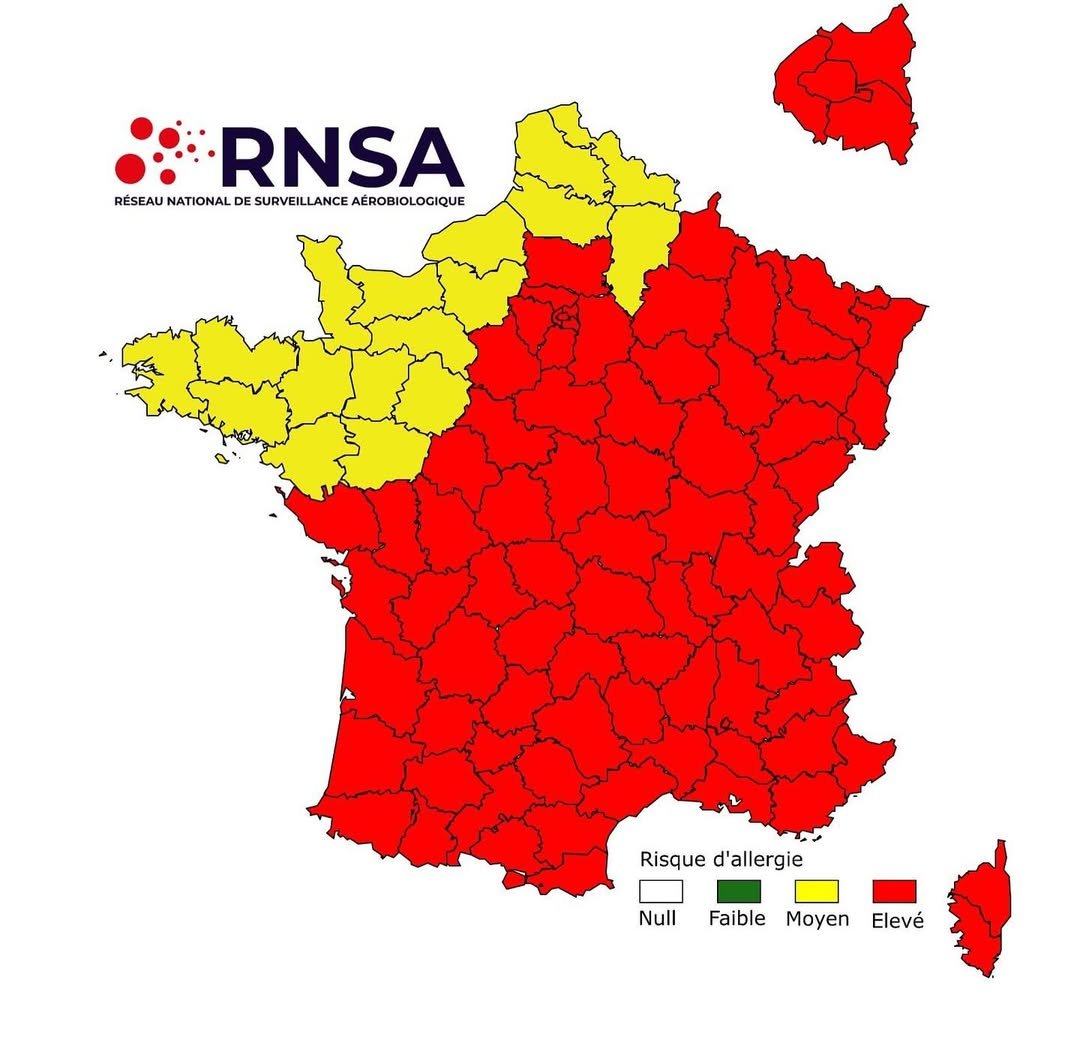 La carte des allergies au pollen en France