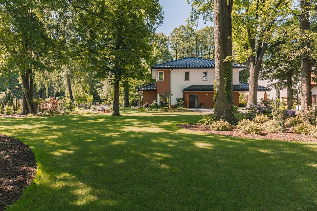 Une maison entourée d'arbres