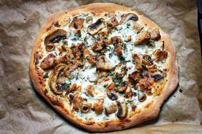 pizza aux champignons et gorgonzola