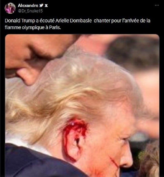 photo montrant Donald Trump blessé à l'oreille sur Twitter