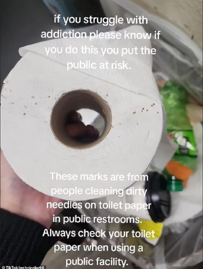 Capture d'écran vidéo TikTok montrant un rouleau de papier toilette