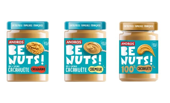 les trois pâtes à tartiner à la cacahuète Andros Be Nuts