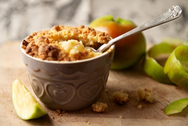 bol de crumble aux pommes