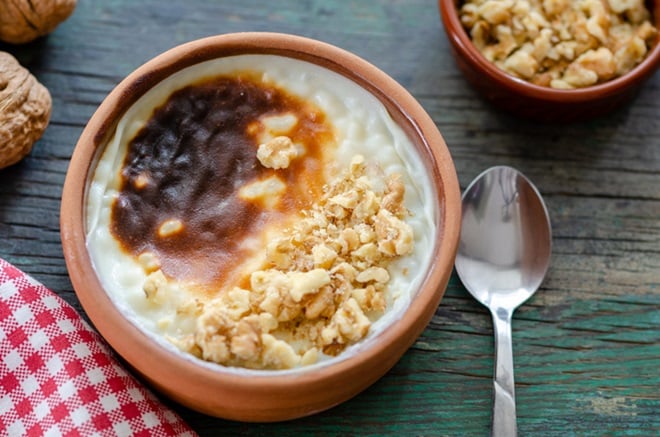 riz au lait gratiné aux noix