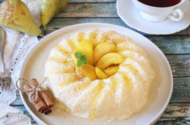 gâteau de riz au lait aux poires