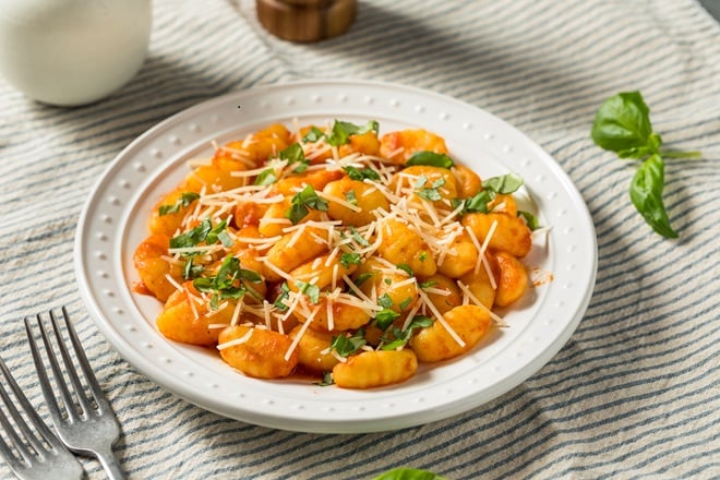 assiette de gnocchis de carottes