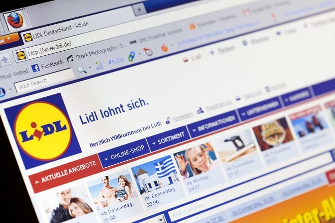 Page d'accueil du site Lidl Allemagne