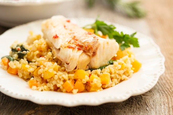 assiette de couscous au poisson