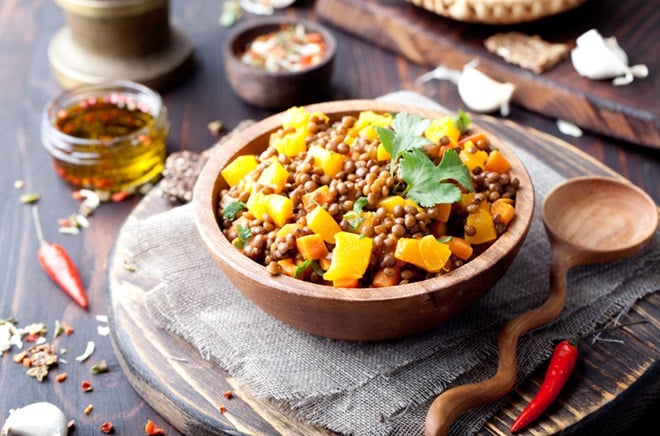 Salade de lentilles à la mangue.