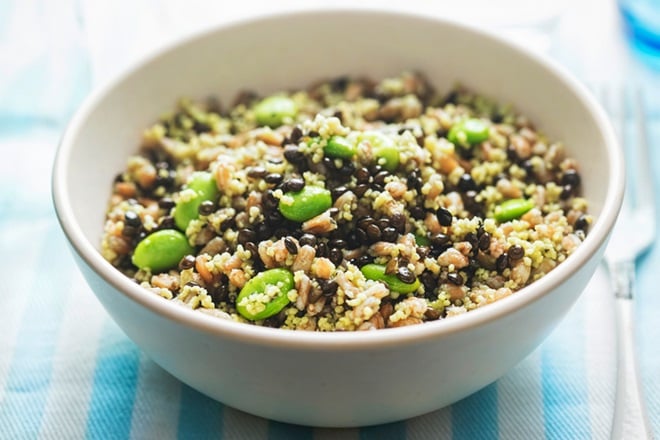 Salade de lentilles et quinoa.