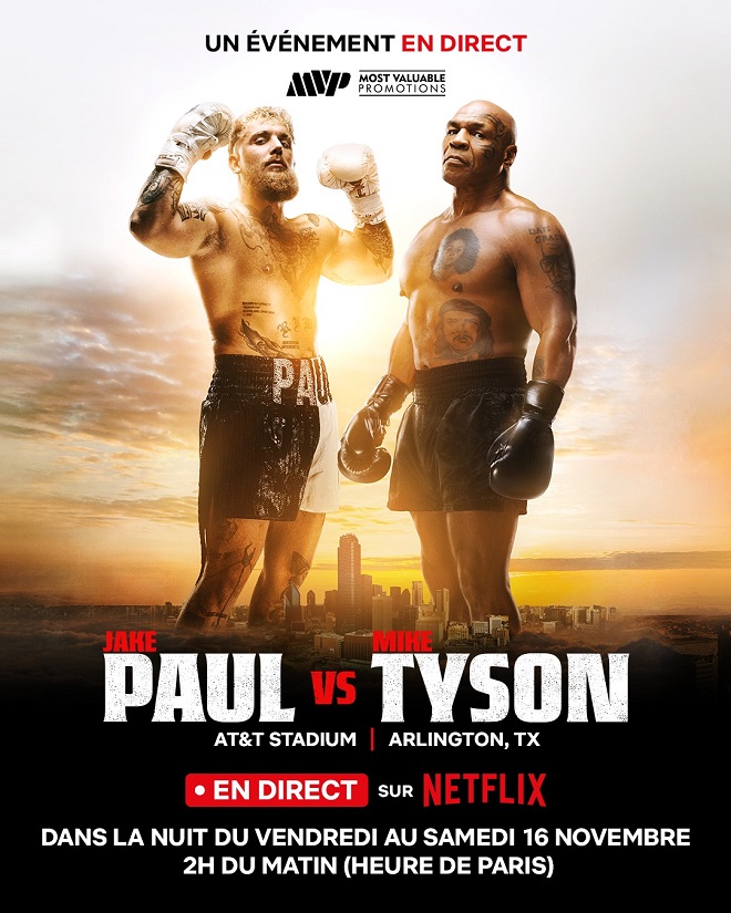 affiche du combat montrant Jake Paul et Mike Tyson