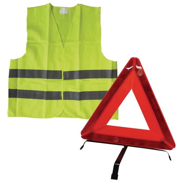 Gilet fluorescent et triangle de présignalisation