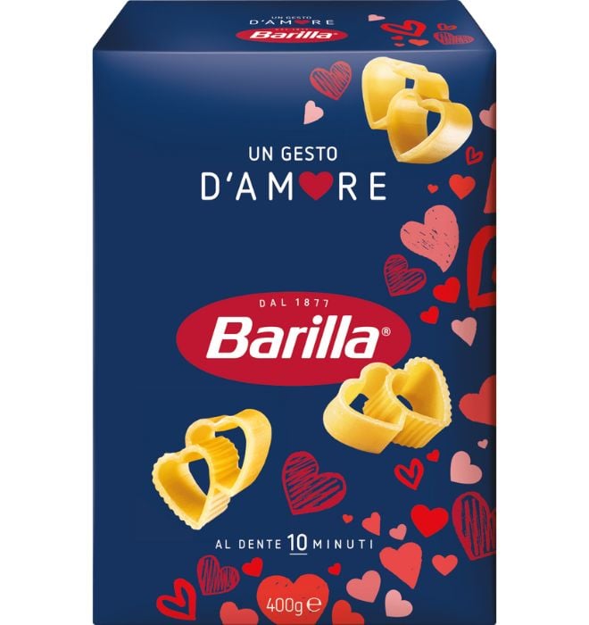 packaging des pâtes en forme de coeur Barilla