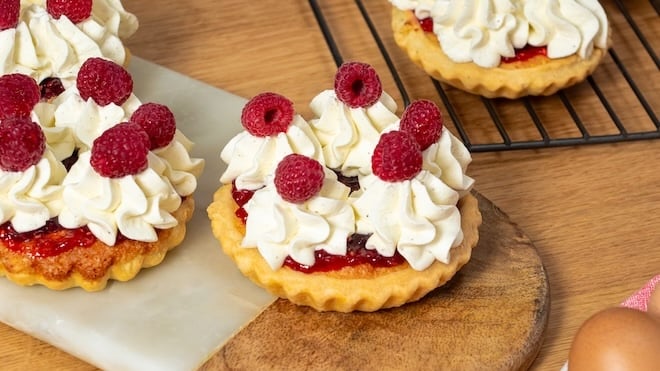 tartelettes aux framboises et chantilly