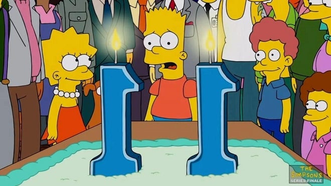 extrait des Simpson montrant Bart fêter son anniversaire